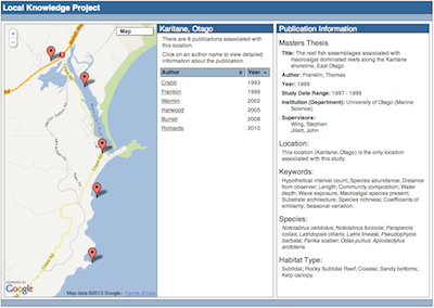 Screenshot of the (old) Local Knowledge map interface.
